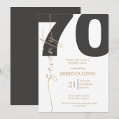 Invitation Elegant Modern Calligraphy 70th Adult Birthday (Devant / Derrière)