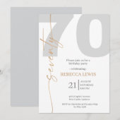 Invitation Elegant Modern Calligraphy 70th Adult Birthday (Devant / Derrière)