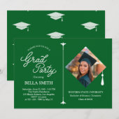 Invitation Elegant Modern Calligraphy Photo Graduation Party  (Devant / Derrière)