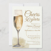 Invitation Elegant Modern Champagne Cheers 50th Birthday (Devant)
