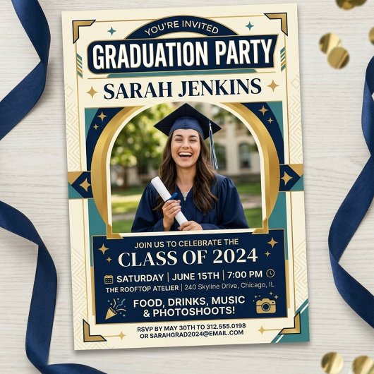Invitation Elegant Modern Class of 2026 Photo Graduation