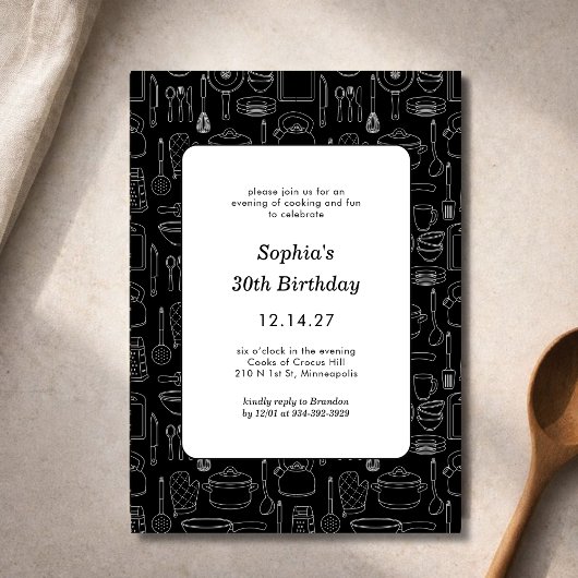 Invitation Elegant Modern Cooking Party Chef Birthday Party