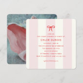 Invitation Elegant Modern Coquette Bow Pink Photo Baby Shower (Devant / Derrière)