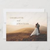 Invitation Elegant Modern dark copper brown Photo wedding (Devant)