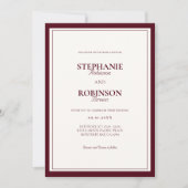 Invitation Elegant Modern Deep Burgundy Ivory Formal Wedding (Devant)