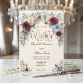 Invitation Elegant Modern Floral All In One QR Code Wedding