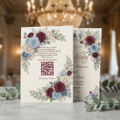 Invitation Elegant Modern Floral All In One QR Code Wedding