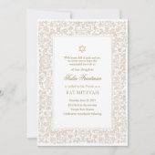 Invitation Elegant Modern Gold Floral Bat Mitzvah  (Devant)