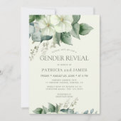 Invitation Elegant modern greenery gender reveal baby shower (Devant)
