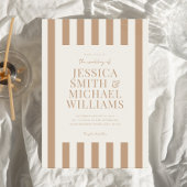Invitation Elegant Modern Ivory Tan Striped Wedding