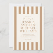 Invitation Elegant Modern Ivory Tan Striped Wedding (Devant)