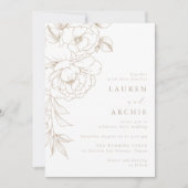Invitation Elegant Modern Line Art Floral Wedding (Devant)