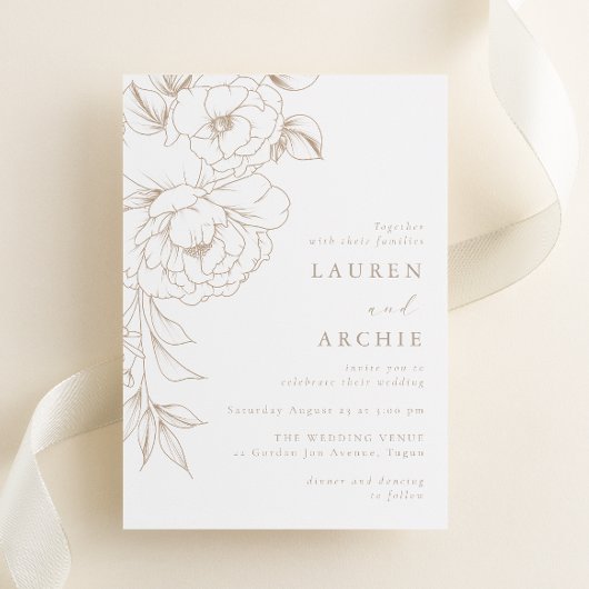 Invitation Elegant Modern Line Art Floral Wedding