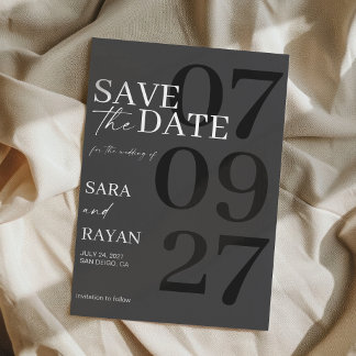 Invitation  Elegant Modern Matte Black Wedding Save The Date