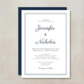 Invitation Elegant Modern Navy Blue Script Wedding