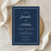 Invitation Elegant Modern Navy Blue Script Wedding