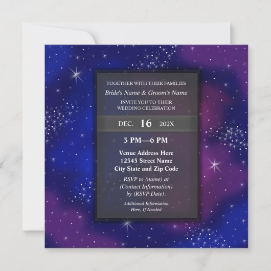 Invitation Elegant Modern Night Sky Galaxy Wedding Party (Devant)