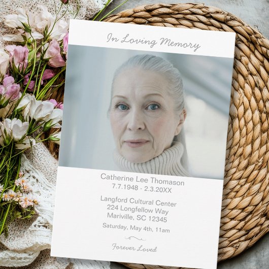 Invitation Elegant Modern Photo In Loving Memory Funeral