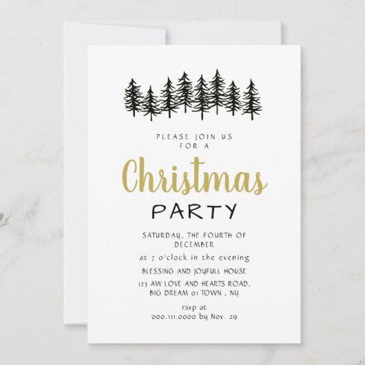 Invitation Elegant Modern Pine Forest Christmas Party (Devant)