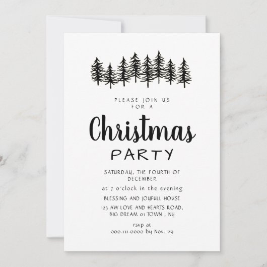 Invitation Elegant Modern Pine Forest Christmas Party (Devant)