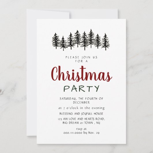 Invitation Elegant Modern Pine Forest Christmas Party (Devant)