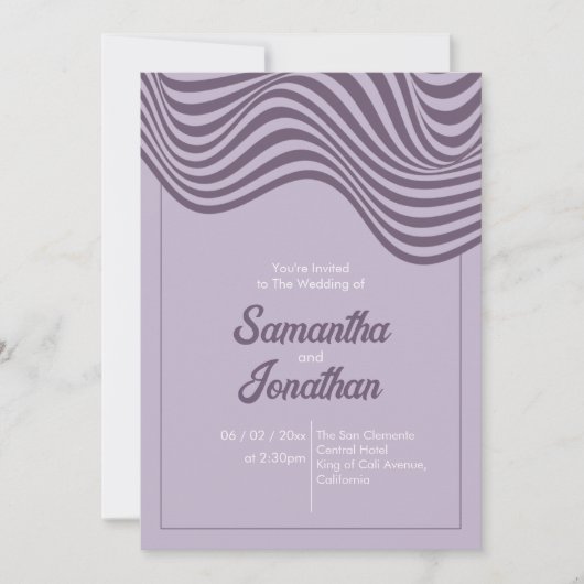 Invitation Elegant Modern Retro Wedding Flowing Wave Pattern (Devant)