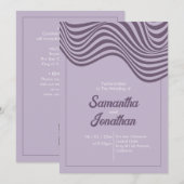 Invitation Elegant Modern Retro Wedding Flowing Wave Pattern (Devant / Derrière)