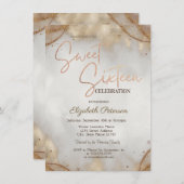 Invitation Elegant Modern Simple Gold Touch Sweet 16  (Devant / Derrière)