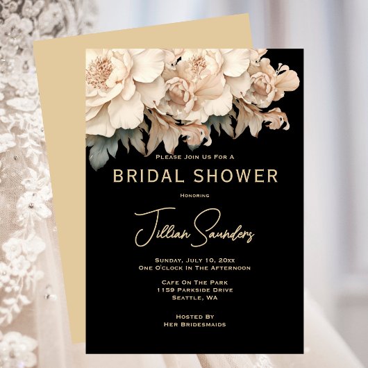 Invitation Elegant Modern Taupe Black Bridal Shower