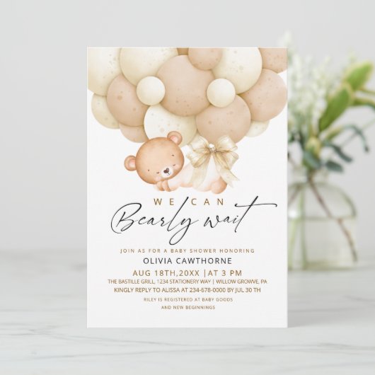 Invitation Elegant & Modern We can Bearly Wait Baby Shower   (Debout devant)