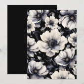 Invitation Elegant Modern White Black Floral Wedding (Devant / Derrière)