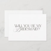 Invitation Elegant Modern White Bridesmaid Proposal Card (Devant / Derrière)