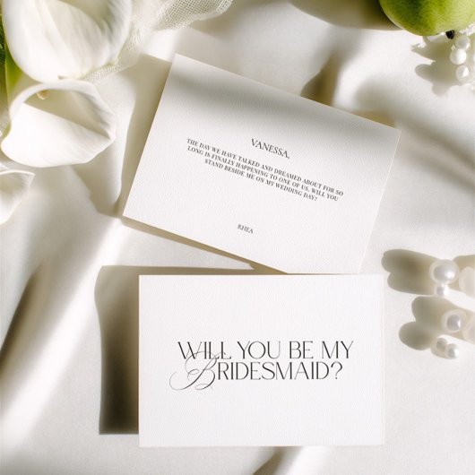 Invitation Elegant Modern White Bridesmaid Proposal Card