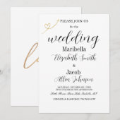 Invitation Elegant Modern White & Formal Wedding (Devant / Derrière)