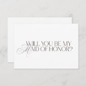 Invitation Elegant Modern White Maid of Honor Proposal Card (Devant / Derrière)