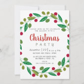 Invitation Elegant Modern Winter Greenery Christmas Party (Devant)