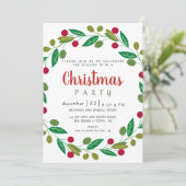 Invitation Elegant Modern Winter Greenery Christmas Party (Debout devant)