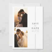 Invitation Elégant Moderne 4 Photo Mariage Enregistrer La Dat (Devant)