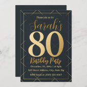 Invitation Elégant moderne 80e anniversaire Foil (Devant / Derrière)