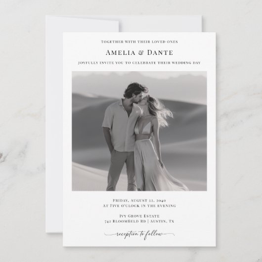 Invitation Elégant moderne abordable photo Mariage de luxe (Devant)