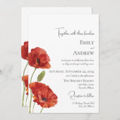 Invitation Elégant moderne Aquarelle Rouge Mariage (Devant / Derrière)