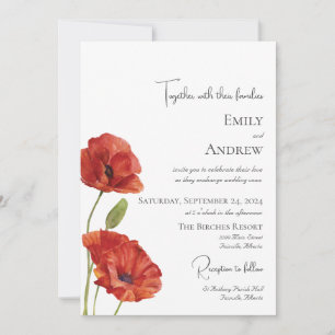Invitation Elégant moderne Aquarelle Rouge Mariage