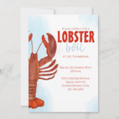 Invitation Élégant Moderne Aquarelle Simple Lobster Bouillir (Devant)
