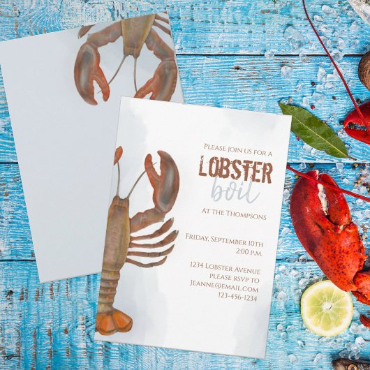 Invitation Élégant Moderne Aquarelle Simple Lobster Bouillir