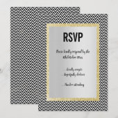 INVITATION ÉLÉGANT MODERNE BLACK CHEVRON RSVP RÉPONSE (Devant / Derrière)