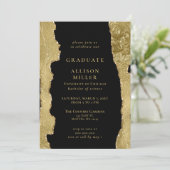 Invitation Élégant Moderne Black et Gold Foil Graduation (Debout devant)