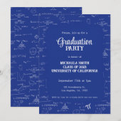 Invitation Élégant Moderne Bleu Lettrage Math Graduation (Devant / Derrière)