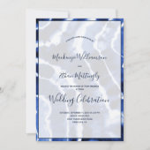 Invitation Élégant Moderne Bleu Marine Marbré Tie Dye Mariage (Devant)