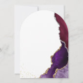 Invitation Elégant Moderne bordeaux or violet Agate Mariage (Dos)