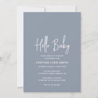 Elégant moderne Dusty Blue Boy Hello Baby shower